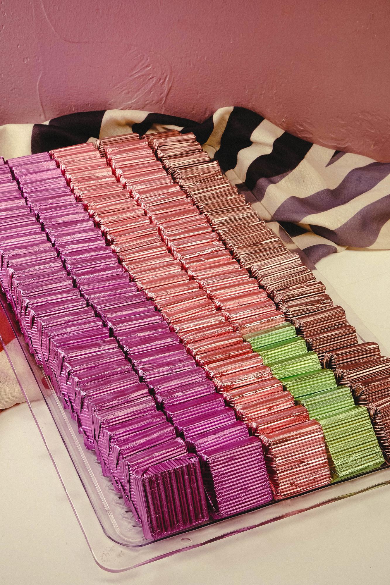 Stacked swatches with embroidered samples